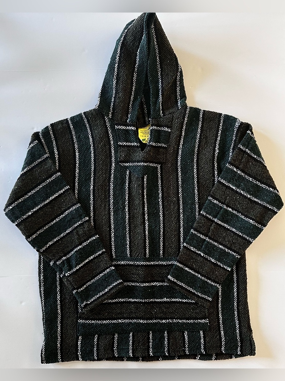 Frank’s Textiles Drug Rug Striped Pullover Baja Hoodie Sweatshirt Men’s XL Green